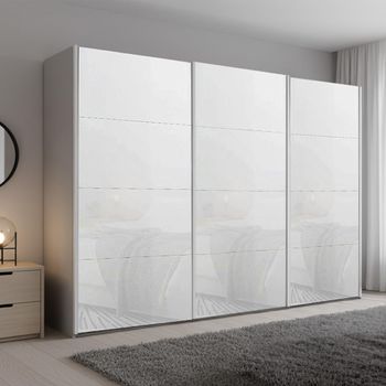 Beluga Extra Silk Grey and White Glass 316cm 3 Door Sliding Wardrobe
