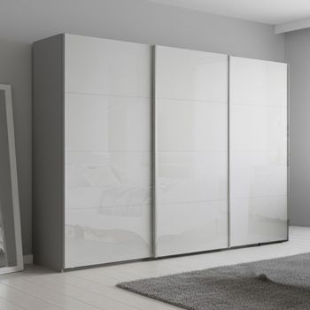 Beluga Extra Silk Grey and White High Gloss 316cm 3 Door Sliding Wardrobe