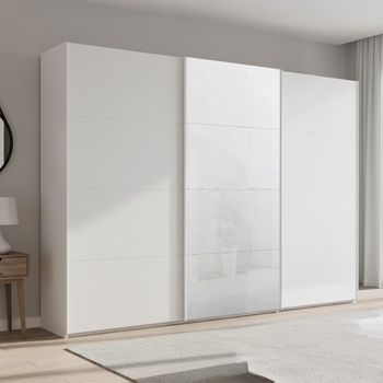 Beluga Extra White High Gloss and Alpine White Front 316cm 3 Door Sliding Wardrobe