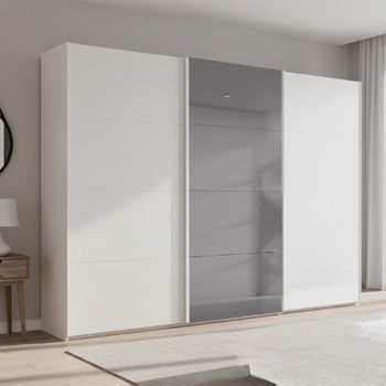 Beluga Extra Grey Mirror Alpine White 316cm 3 Door Sliding Wardrobe