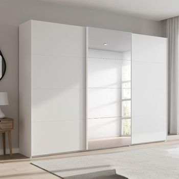 Beluga Extra Alpine White 316cm 3 Door Mirror Sliding Wardrobe