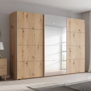 Beluga Extra Artisan Oak 316cm 3 Door Mirror Sliding Wardrobe