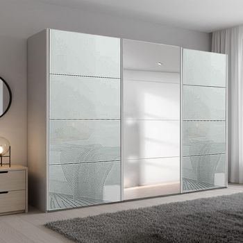 Beluga Extra Silk Grey and Silk Grey Glass 316cm 3 Door Mirror Sliding Wardrobe