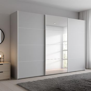 Beluga Extra Silk Grey 316cm 3 Door Mirror Sliding Wardrobe
