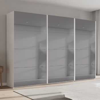 Beluga Extra Grey Mirrored Alpine White 361cm 3 Door Sliding Wardrobe