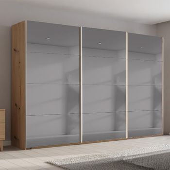 Beluga Extra Grey Mirrored Artisan Oak 361cm 3 Door Sliding Wardrobe