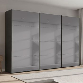Beluga Extra Grey Mirrored Graphite 361cm 3 Door Sliding Wardrobe