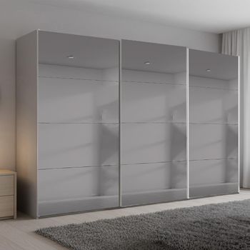 Beluga Extra Grey Mirrored Silk Grey 361cm 3 Door Sliding Wardrobe