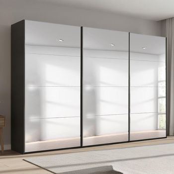 Beluga Extra Graphite Mirrored 361cm 3 Door Sliding Wardrobe