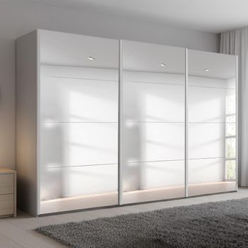 Beluga Extra Silk Grey Mirrored 361cm 3 Door Sliding Wardrobe