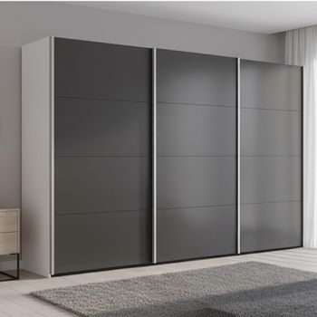 Beluga Extra Alpine White and Graphite 361cm 3 Door Sliding Wardrobe