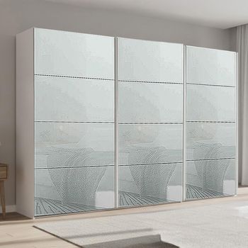Beluga Extra Alpine White and Silk Grey Glass 361cm 3 Door Sliding Wardrobe