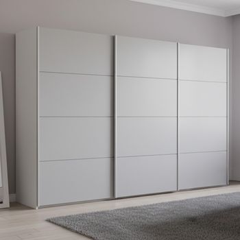 Beluga Extra Alpine White and Silk Grey 361cm 3 Door Sliding Wardrobe