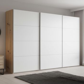 Beluga Extra Artisan Oak and Alpine White 361cm 3 Door Sliding Wardrobe