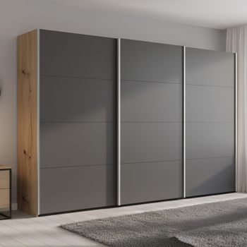 Beluga Extra Artisan Oak and Graphite 361cm 3 Door Sliding Wardrobe