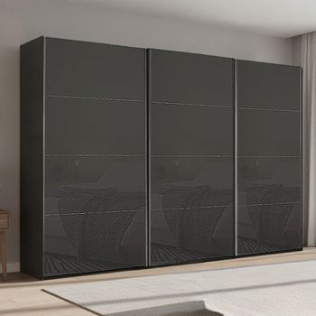 Beluga Extra Graphite and Basalt Glass 361cm 3 Door Sliding Wardrobe