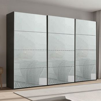 Beluga Extra Graphite and Silk Grey Glass 361cm 3 Door Sliding Wardrobe