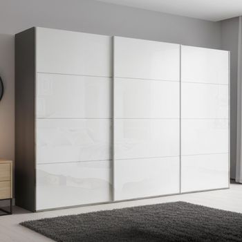 Beluga Extra Graphite and White High Gloss 361cm 3 Door Sliding Wardrobe