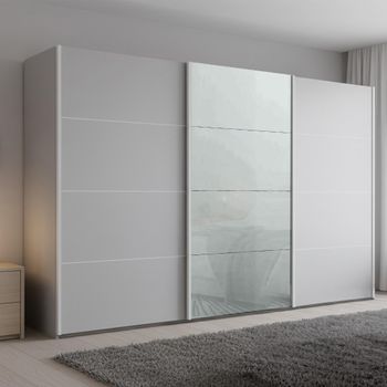 Beluga Extra Silk Grey and Silk Grey Glass Front 361cm 3 Door Sliding Wardrobe