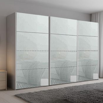 Beluga Extra Silk Grey and Silk Grey Glass 361cm 3 Door Sliding Wardrobe