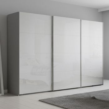 Beluga Extra Silk Grey and White High Gloss 361cm 3 Door Sliding Wardrobe