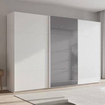 Beluga Extra Grey Mirror Alpine White 361cm 3 Door Sliding Wardrobe