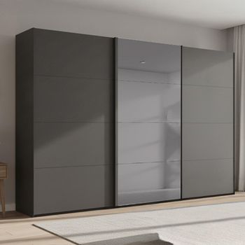 Beluga Extra Grey Mirror Graphite 361cm 3 Door Sliding Wardrobe