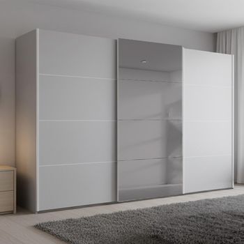 Beluga Extra Grey Mirror Silk Grey 361cm 3 Door Sliding Wardrobe