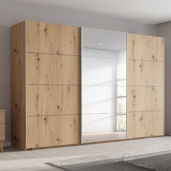 Beluga Extra Artisan Oak 361cm 3 Door Mirror Sliding Wardrobe