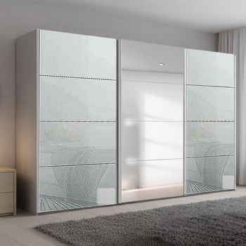 Beluga Extra Silk Grey and Silk Grey Glass 361cm 3 Door Mirror Sliding Wardrobe