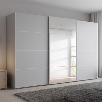 Beluga Extra Silk Grey 361cm 3 Door Mirror Sliding Wardrobe