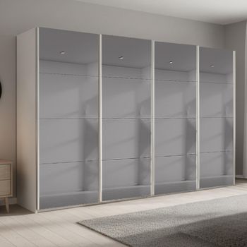 Beluga Extra Grey Mirrored Alpine White 361cm 4 Door Sliding Wardrobe