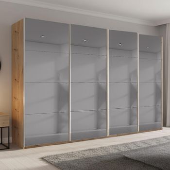 Beluga Extra Grey Mirrored Artisan Oak 361cm 4 Door Sliding Wardrobe
