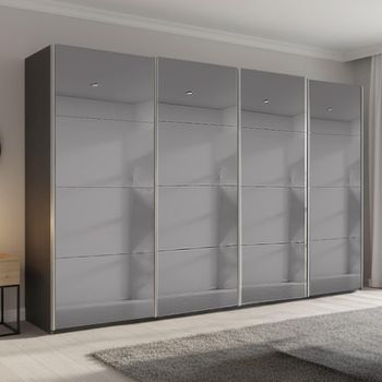 Beluga Extra Grey Mirrored Graphite 361cm 4 Door Sliding Wardrobe