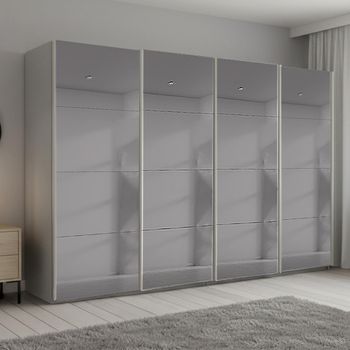Beluga Extra Grey Mirrored Silk Grey 361cm 4 Door Sliding Wardrobe
