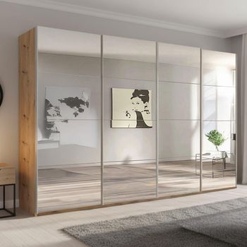 Beluga Extra Mirrored Artisan Oak 361cm 4 Door Sliding Wardrobe