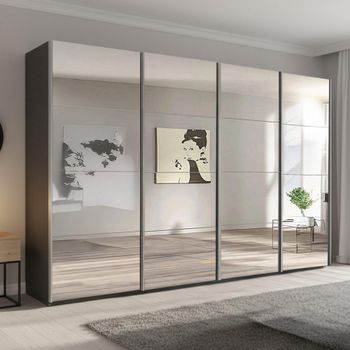 Beluga Extra Graphite Mirrored 361cm 4 Door Sliding Wardrobe