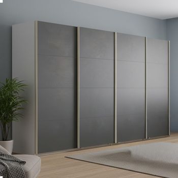 Beluga Extra Alpine White and Graphite 361cm 4 Door Sliding Wardrobe