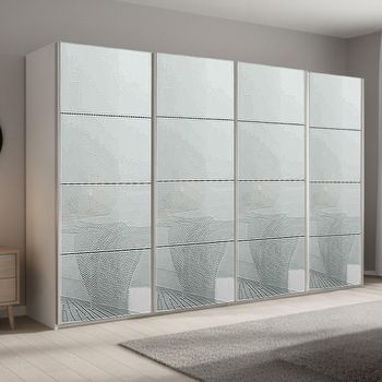 Beluga Extra Alpine White and Silk Grey Glass 361cm 4 Door Sliding Wardrobe