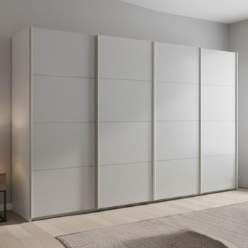 Beluga Extra Alpine White and Silk Grey 361cm 4 Door Sliding Wardrobe