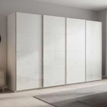 Beluga Extra Alpine White and White High Gloss 361cm 4 Door Sliding Wardrobe