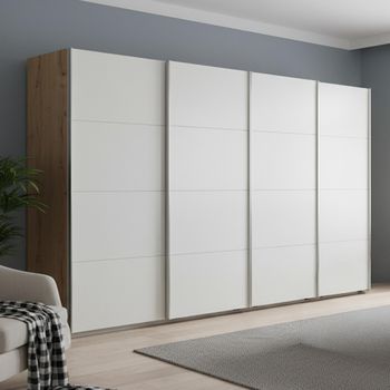 Beluga Extra Artisan Oak and Alpine White 361cm 4 Door Sliding Wardrobe