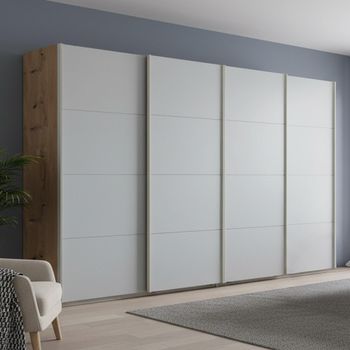 Beluga Extra Artisan Oak and Silk Grey 361cm 4 Door Sliding Wardrobe