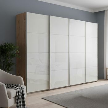 Beluga Extra Artisan Oak and White High Gloss 361cm 4 Door Sliding Wardrobe