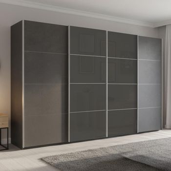 Beluga Extra Graphite and Basalt Glass Front 361cm 4 Door Sliding Wardrobe