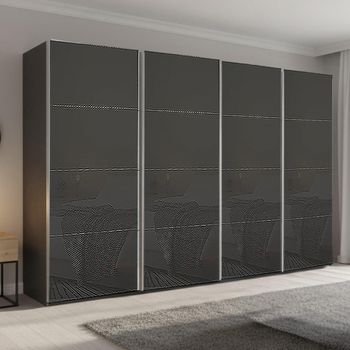 Beluga Extra Graphite and Basalt Glass 361cm 4 Door Sliding Wardrobe
