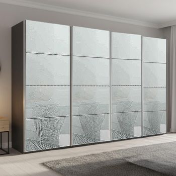 Beluga Extra Graphite and Silk Grey Glass 361cm 4 Door Sliding Wardrobe