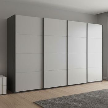 Beluga Extra Graphite and Silk Grey 361cm 4 Door Sliding Wardrobe