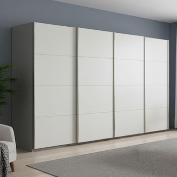Beluga Extra Silk Grey and Alpine White 361cm 4 Door Sliding Wardrobe