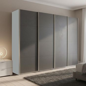 Beluga Extra Silk Grey and Graphite 361cm 4 Door Sliding Wardrobe